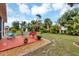 Inviting backyard patio with seating and tropical plants at 6256 Pennell St, Englewood, FL 34224