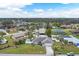 Aerial view showcasing a single-Gathering home, neighborhood, and surrounding landscape at 1035 Oleander St, Englewood, FL 34223