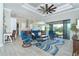 Open living space with blue reclining chairs and large windows at 226 Rotonda N Blvd, Rotonda West, FL 33947