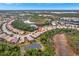 Aerial view of home with pool and pond, showcasing desirable location and landscaping at 2482 Arugula Dr, North Port, FL 34289