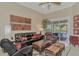 Relaxing living area with leather furniture, ottoman, and access to patio at 2744 Mill Creek Rd, Port Charlotte, FL 33953