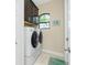 Convenient laundry room with washer, dryer, and cabinets at 4 White Marsh Ln, Rotonda West, FL 33947