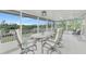 Enjoy dining alfresco on this screened porch overlooking the water at 900 Oxford Dr, Englewood, FL 34223