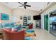 Living room with comfortable seating and sliding doors leading to the pool area at 2194 Wenona Dr, North Port, FL 34288