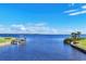 Waterfront view with private dock, a channel and an estuary in the distance at 3522 Fox Ter, Port Charlotte, FL 33981