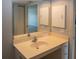 Bathroom vanity with ample countertop space and a large mirror at 9700 Fiddlers Green Cir # 117, Rotonda West, FL 33947