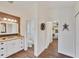 Elegant bathroom with granite vanity and walk-in shower at 1 Sportsman Ter, Rotonda West, FL 33947