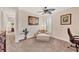 Home office with chaise lounge, ceiling fan and window at 117 Cable Dr, Rotonda West, FL 33947