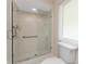 Clean shower with glass enclosure and grab bar at 1600 Thomas St, Englewood, FL 34223