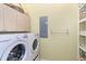 Convenient laundry room with washer, dryer, and storage at 1901 Illinois Ave, Englewood, FL 34224