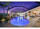 Inviting, illuminated pool with a covered patio at 14216 Aurella Cir, Port Charlotte, FL 33981