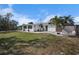 Well-kept backyard featuring a cozy patio area and lush green lawn perfect for outdoor enjoyment at 1495 New Point Comfort Rd, Englewood, FL 34223