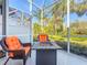 Relaxing screened porch with fire pit and comfortable seating at 1577 Monarch Dr # 1577, Venice, FL 34293