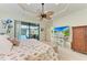 Main bedroom with king bed, private access to pool, and TV at 237 Albatross Rd, Rotonda West, FL 33947