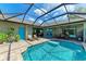 Enclosed pool and patio with lounge chairs and dining area at 237 Albatross Rd, Rotonda West, FL 33947