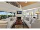 Bright living room with vaulted ceilings, fireplace and water views at 33 Seawatch Dr, Boca Grande, FL 33921