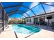 Enclosed pool area with a covered patio and view of the lush backyard at 15524 Ruston Cir, Port Charlotte, FL 33981