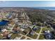 Beautiful aerial view of a residential neighborhood with diverse homes, lush greenery, and waterways in the background at 1586 Overbrook Rd, Englewood, FL 34223