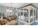 Bright living room with access to the pool area, comfortable seating, and stylish decor at 15610 Seafoam Cir, Port Charlotte, FL 33981