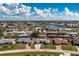 Aerial view showcases a lovely home in a waterfront neighborhood with mature trees and landscaping at 1910 Greenlawn Dr, Englewood, FL 34223