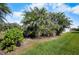 A verdant cluster of mature palm trees adds a tropical flair to the property's curb appeal at 194 Sunset Rd, Rotonda West, FL 33947