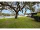 Peaceful backyard with lake view and mature oak tree at 12321 Smokey Dr, Hudson, FL 34669