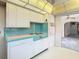 Retro kitchen features pink oven and teal backsplash at 8701 Gulf Blvd, St Pete Beach, FL 33706