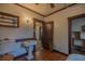Classic bathroom with pedestal sink and built-in shelving at 11317 Salina St, Brooksville, FL 34614