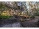 Wooded backyard with fire pit area at 11317 Salina St, Brooksville, FL 34614