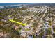 Aerial view highlighting a single-Gathering home's waterfront proximity at 8280 140Th St, Seminole, FL 33776