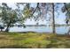 Spacious backyard with mature trees and scenic lake view at 7182 E Bank Dr # 7-103, Tampa, FL 33617