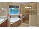 Spa-like bathroom featuring a walk-in shower and a corner soaking tub at 3507 Autumn Glen Dr, Valrico, FL 33596