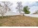 Fenced backyard with shed and mature trees at 269 Fairmont Dr, Spring Hill, FL 34609