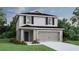 Two-story house with gray siding, black shutters, and a two-car garage at 6068 Ballast Dr, Wimauma, FL 33598