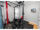 Well-equipped home gym with weightlifting equipment and flooring at 9713 Royce Dr, Tampa, FL 33626