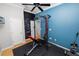 Home gym with weight bench, power rack, and flooring at 9713 Royce Dr, Tampa, FL 33626