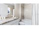 Clean bathroom with granite countertop and a shower/tub combo at 3120 Emerald Ln, North Port, FL 34286