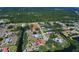 Spacious aerial view with a lush forest behind the houses at 1061 Owl Dr, Englewood, FL 34223