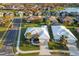 Aerial view of two homes, showcasing neighborhood and waterfront at 664 Silk Oak Dr, Venice, FL 34293