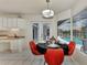 Breakfast nook with red chairs and view of the pool at 5891 Madison Rd, Venice, FL 34293