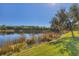 Peaceful lake view with lush greenery and a clear blue sky at 329 Savona Way, North Venice, FL 34275