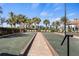 Landscaped bocce ball courts with palm trees and clubhouse view at 19256 Lappacio St, Venice, FL 34293