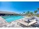 Resort-style pool with lounge chairs and surrounding landscaping at 19256 Lappacio St, Venice, FL 34293