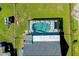 Aerial view of house with solar panels and screened pool at 4625 Pan American Blvd, North Port, FL 34287