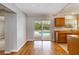 Kitchen with wood cabinets and pool view at 5296 Rolla Rd, Venice, FL 34293