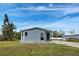 Charming single-story home featuring blue siding, a covered entryway, and well-maintained landscaping at 215 Portia N St, Nokomis, FL 34275