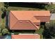 Top-down aerial view of a single Gathering home with a red tile roof and screened lanai at 115 Avalini Way, North Venice, FL 34275