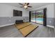 Tranquil bedroom with a traditional Japanese mat and pool view at 1363 Brookside Dr, Venice, FL 34285