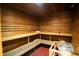 Relaxing sauna with wooden interior, benches, and aroma therapy at 17108 Vardon Ter # 308, Bradenton, FL 34211