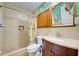 Clean bathroom with updated vanity and tile shower at 113 Colonia W Ln, Nokomis, FL 34275